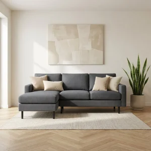 3-zits hoekbank chaise longue Riven donkergrijs