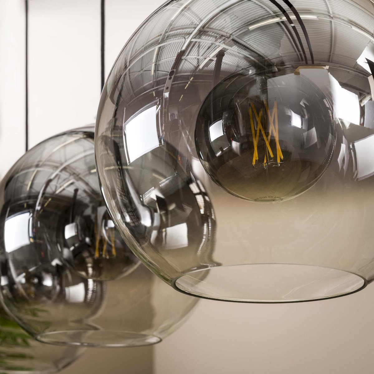 Glazen hanglamp Juliette 3-lichts smokey glass - Afbeelding 7